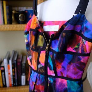 Neon floral gemstone corset mini dress